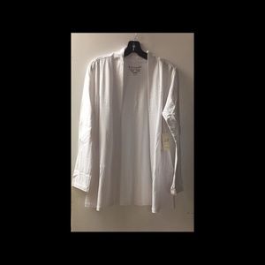 🎄 White Roll-Up Sleeve Open Cardigan